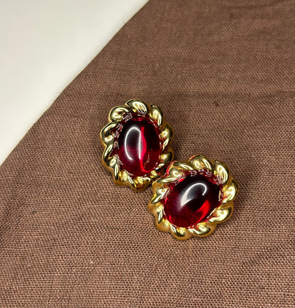 Boucles d’oreilles Rouge Dorée