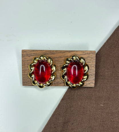 Boucles d’oreilles Rouge Dorée